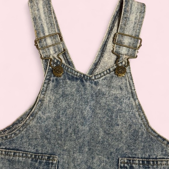 90s Jet Set Kids Stone Washed Denim Pinafore Dress - Picture 3 of 4